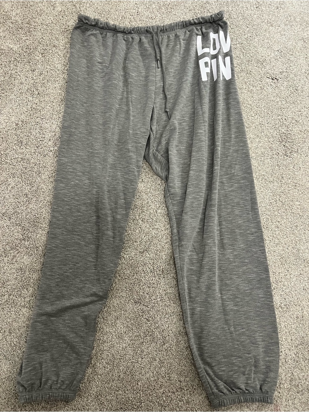 PINK Victoria Secret Gray Women’s Lightweight Lounge Pants Drawstring Joggers L